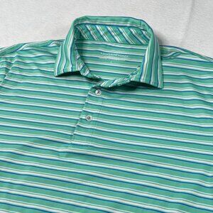 Vineyard Vines Performance Polo Shirt Mens Large Green Striped Lightweight